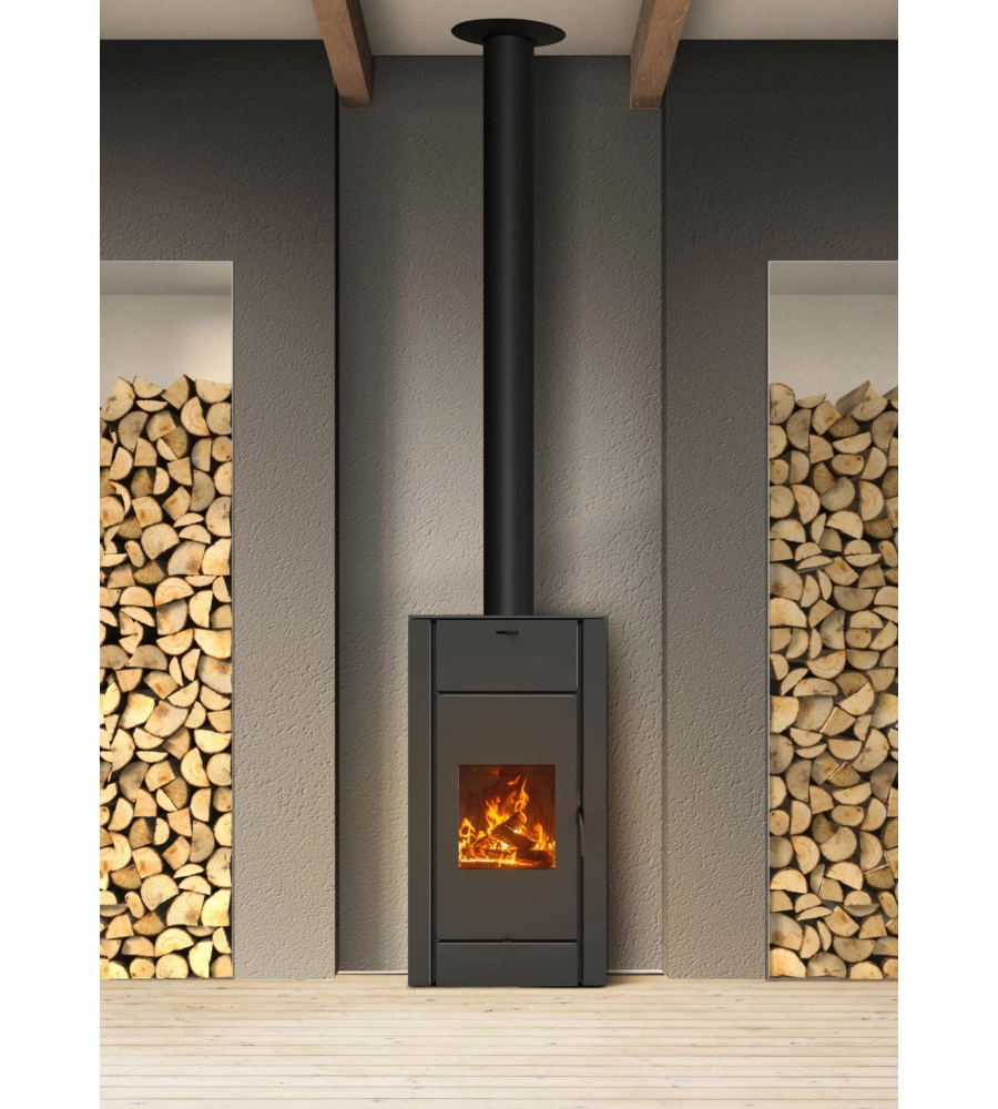 STUFA A LEGNA VENTILATA CANADIAN STOVE "REGINA" NERO 10,9 KW